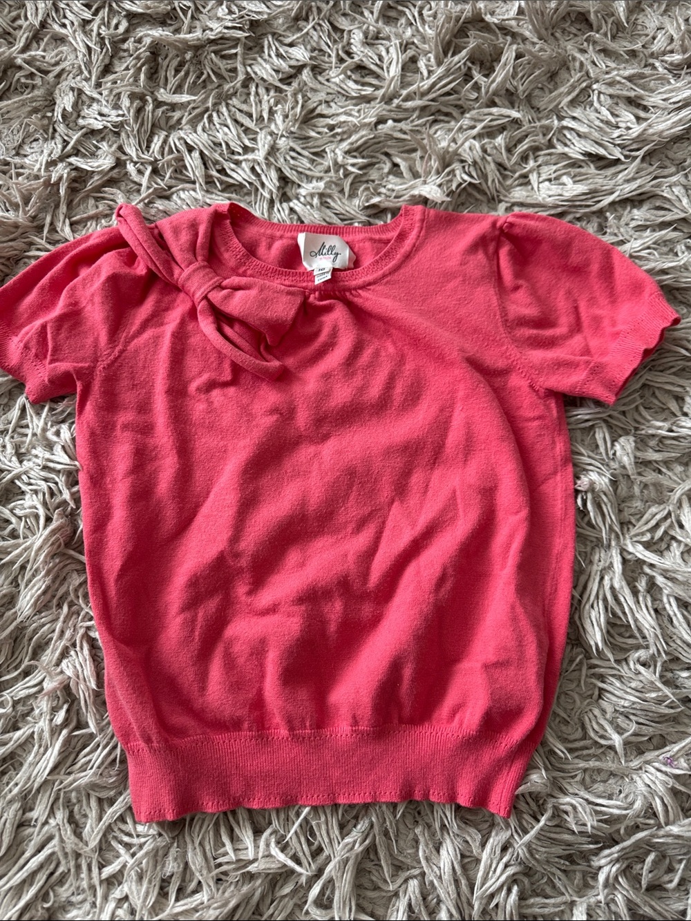Milly Minis Bow-Accent Short Sleeve Knit Top for Kids size 10 girls